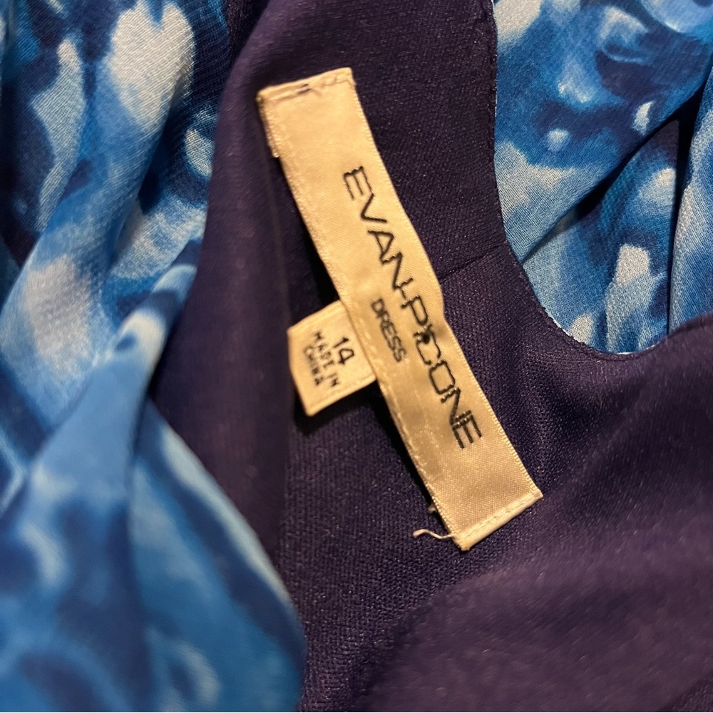 Evan Picone Ocean Blue Abstract Midi Dress - Picture 8 of 8